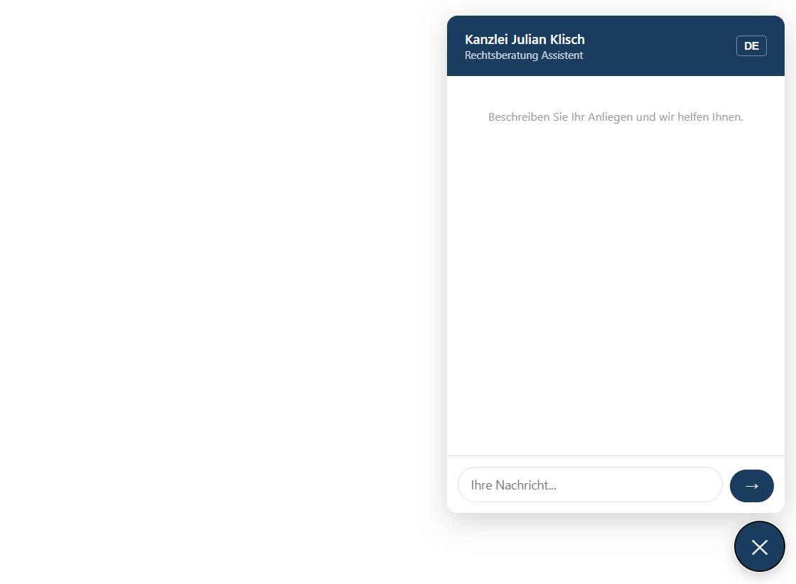 Widget — chat open, AI greeting